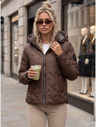 Dámska prechodná bunda s kapucňou, hnedá, FashionStreet TY5772 Dámska prechodná bunda s kapucňou, hnedá, FashionStreet TY5772