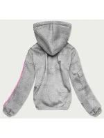 Krátka šedá dámska bavlnená tepláková mikina (26031)