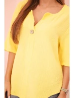 Dámska mušelínová košeľa so žltým gombíkom