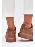 Skórzane Damskie Sneakersy Na Platformie Daniel Lopez Just Dare SS2D4005 Brązowe