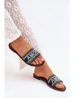 Klapki Damskie Na Płaskim Obcasie Ze Zdobieniem Amore Czarne Avelina