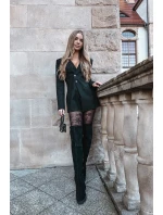 Dámské kozačky nad koleno na klíně ekologická semišová černá Tahlina