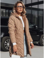 Dámska dlhá prešívaná bunda tmavobéžová FashionStreet TY5438