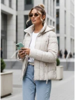 Dámska prešívaná bunda s kapucňou svetlo šedá FashionStreet TY5584