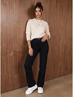 Dámske čierne džínsy so širokými nohavicami a vysokým pásom FashionStreet UY3108 Dámske čierne džínsy so širokými nohavicami a vysokým pásom FashionStreet UY3108