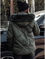 MODIVA prešívaná dámska zimná bunda s kapucňou zelená FashionStreet TY4727