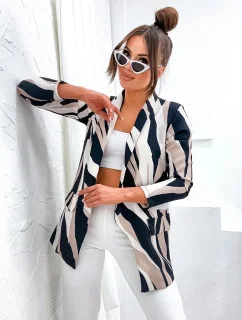 Čierno-béžová dámska bunda s podšívkou (8258)