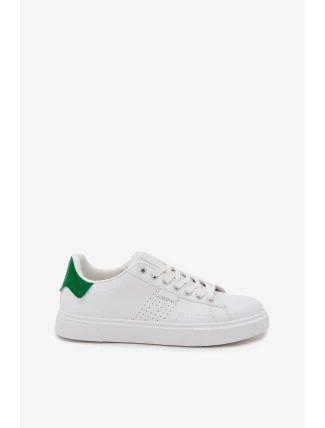 Trampki Sneakersy Męskie Z Eko Skóry Big Star OO174116 Biało-Zielone