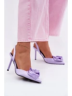 Dámské sandály na podpatku s saténovým provedením fialové Irina