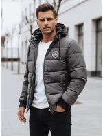 Pánska prešívaná zimná bunda s kapucňou sivá FashionStreet TX5073