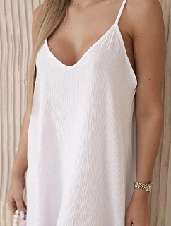 Mušelínové šaty bez ramienok biele