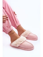Damskie Papcie Klapki z Futerkiem Różowe Pinky