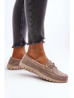 Mokasyny Damskie Z Kokardą Beżowe Reece Mokasyny Damskie Z Kokardą Beżowe Reece