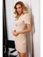 M777 Mini šaty s ramennými vypchávkami - béžové