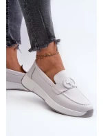 Dámske kožené mokasíny na platforme svetlo šedé S.Barski Dámske kožené mokasíny na platforme svetlo šedé S.Barski