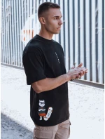 Pánske bavlnené tričko s potlačou čierne FashionStreet RX5531 Pánske bavlnené tričko s potlačou čierne FashionStreet RX5531