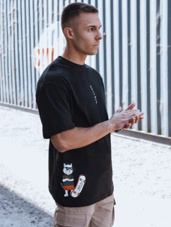 Pánske tričko s potlačou čierne FashionStreet RX5531