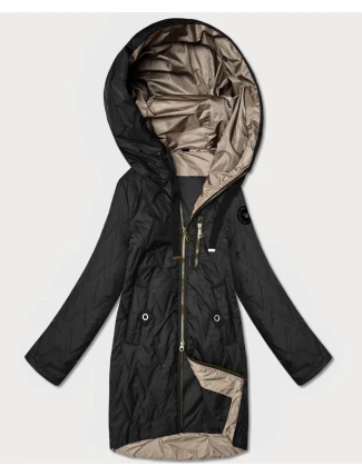 Dámska prešívaná bunda s asymetrickou spodnou časťou Goodlookin black (B8592-1)