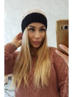 Bibiana fleecová čiapka K264 čierna + béžová