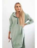 Zateplená mikina s bočnými otvormi tmavá mentolová Zateplená mikina s bočnými otvormi tmavá mentolová