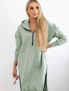 Zateplená mikina s bočnými otvormi tmavá mentolová