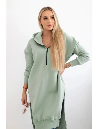 Zateplená mikina s bočnými otvormi tmavá mentolová Zateplená mikina s bočnými otvormi tmavá mentolová