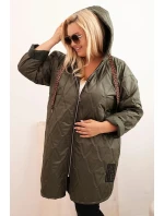 Dámska prešívaná bunda s kapucňou a nápisom HOPE khaki