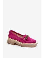 Zazoo 3429/W Damskie Zamszowe Mokasyny Z Ozdobą Fuksja