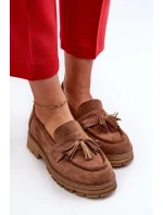 Zazoo Dámske semišové mokasíny so strapcami, hnedé Zazoo Dámske semišové mokasíny so strapcami, hnedé