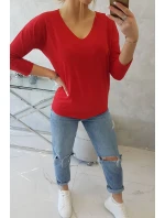 Blúzka s výstrihom do V červená