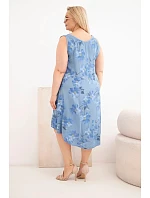 Dámske šaty Plus Size z viskózy s kvetinovým vzorom na džínsových ramienkach