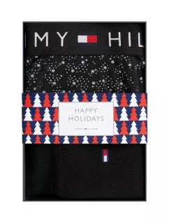 Pánska darčeková súprava boxerky + ponožky UM0UM03048 0GU čierna so vzorom - Tommy Hilfiger