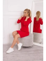 Šaty s kapucňou a vreckami červené