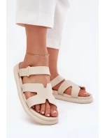 Gumowe Klapki Damskie Z Paskiem Beżowe Tavirae