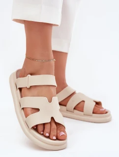 Gumowe Klapki Damskie Z Paskiem Beżowe Tavirae