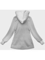 Svetlosivá dámska mikina so svetríkovou kapucňou (AMG-312A)