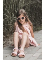 Lakierowane Sandałki Dziecięce Ozdobione Kwiatkami Różowe Tinette