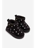 Dětské sněhule s květinami černé Gracina