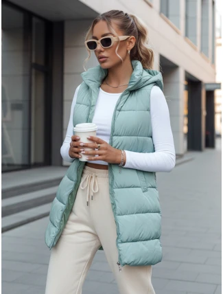 Dámska prešívaná vesta s kapucňou BRITA mint FashionStreet TY4511