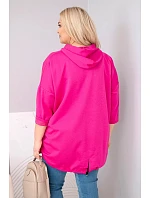 Dámska mikina Plus Size s kapucňou a klokaním vreckom fuchsiová Dámska mikina Plus Size s kapucňou a klokaním vreckom fuchsiová