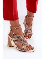 Zdobione Sandały Damskie Na Słupku D&A CR952 Różowe