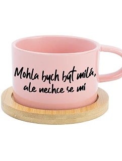 MOHLA BY som byť milá, ale nechcem - ružový hrnček s makrónkou 200 ml