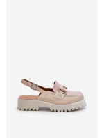 Sandały Damskie Na Płaskim Obcasie Z Ozdobą Beżowe D&A MR38-656