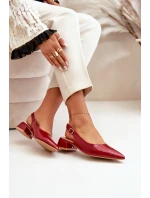 Lakierowane Baleriny Na Niskim Obcasie Z Noskami W Szpic Bordowe Anarinne