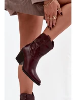 Dámske členkové topánky na podpätku D8271 Burgundy - Sweet Shoes