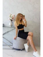 Súprava s nohavicami s vysokým pásom čiernej farby