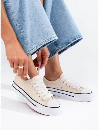 Módne hnedé dámske tenisky bez podpätku Módne hnedé dámske tenisky bez podpätku