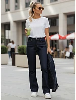 Dámske džínsy bootcut s vysokým pásom tmavomodré FashionStreet UY2956