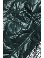Tmavozelená dámska bunda s ozdobnou podšívkou (BH2182)