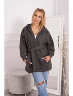 Zateplená bunda so zaväzovaním v páse v grafitovej farbe Zateplená bunda so zaväzovaním v páse v grafitovej farbe